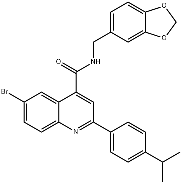 N-(1,3-benzodioxol-5-ylmethyl)-6-bromo-2-(4-propan-2-ylphenyl)quinoline-4-carboxamide Structure