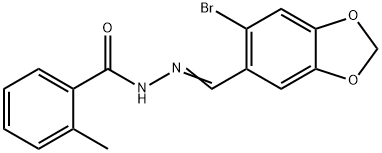 N-[(E)-(6-bromo-1,3-benzodioxol-5-yl)methylideneamino]-2-methylbenzamide Struktur