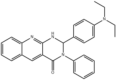 2-[4-(diethylamino)phenyl]-3-phenyl-1,2-dihydropyrimido[4,5-b]quinolin-4-one Struktur