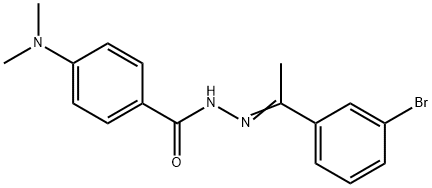 N-[(E)-1-(3-bromophenyl)ethylideneamino]-4-(dimethylamino)benzamide Struktur