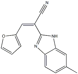 (E)-3-(furan-2-yl)-2-(6-methyl-1H-benzimidazol-2-yl)prop-2-enenitrile Struktur