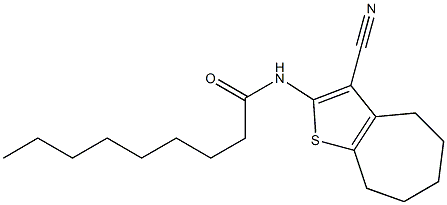 N-(3-cyano-5,6,7,8-tetrahydro-4H-cyclohepta[b]thiophen-2-yl)nonanamide Struktur