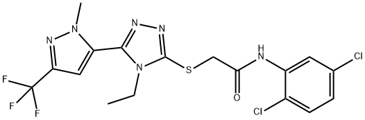 N-(2,5-dichlorophenyl)-2-[[4-ethyl-5-[2-methyl-5-(trifluoromethyl)pyrazol-3-yl]-1,2,4-triazol-3-yl]sulfanyl]acetamide Struktur