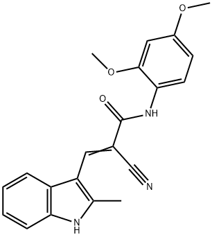 (E)-2-cyano-N-(2,4-dimethoxyphenyl)-3-(2-methyl-1H-indol-3-yl)prop-2-enamide Struktur