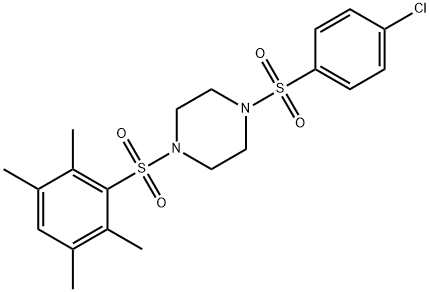 1-(4-chlorophenyl)sulfonyl-4-(2,3,5,6-tetramethylphenyl)sulfonylpiperazine Struktur