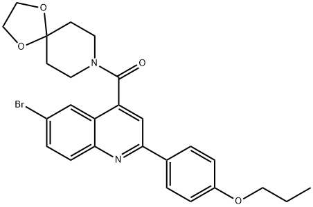 [6-bromo-2-(4-propoxyphenyl)quinolin-4-yl]-(1,4-dioxa-8-azaspiro[4.5]decan-8-yl)methanone Struktur