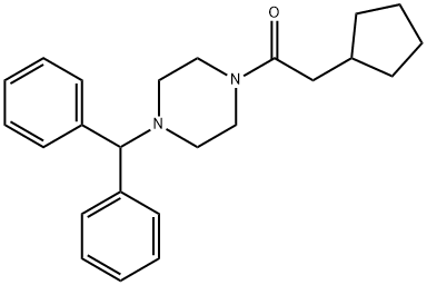 1-(4-benzhydrylpiperazin-1-yl)-2-cyclopentylethanone Struktur