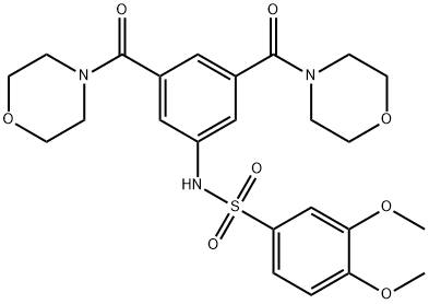 N-[3,5-bis(morpholine-4-carbonyl)phenyl]-3,4-dimethoxybenzenesulfonamide Struktur