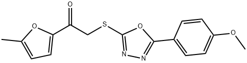 2-[[5-(4-methoxyphenyl)-1,3,4-oxadiazol-2-yl]sulfanyl]-1-(5-methylfuran-2-yl)ethanone Struktur