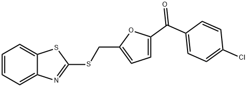 [5-(1,3-benzothiazol-2-ylsulfanylmethyl)furan-2-yl]-(4-chlorophenyl)methanone Struktur