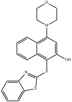 1-(1,3-benzothiazol-2-ylsulfanyl)-4-morpholin-4-ylnaphthalen-2-ol Struktur