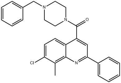 (4-benzylpiperazin-1-yl)-(7-chloro-8-methyl-2-phenylquinolin-4-yl)methanone Struktur