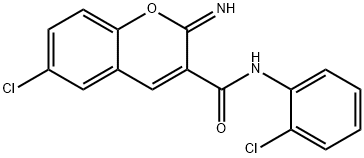 6-chloro-N-(2-chlorophenyl)-2-iminochromene-3-carboxamide Struktur