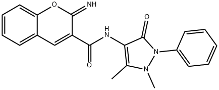 N-(1,5-dimethyl-3-oxo-2-phenylpyrazol-4-yl)-2-iminochromene-3-carboxamide Struktur