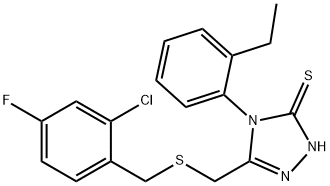 3-[(2-chloro-4-fluorophenyl)methylsulfanylmethyl]-4-(2-ethylphenyl)-1H-1,2,4-triazole-5-thione Structure