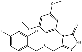 3-[(2-chloro-4-fluorophenyl)methylsulfanylmethyl]-4-(3,5-dimethoxyphenyl)-1H-1,2,4-triazole-5-thione Structure