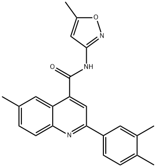 2-(3,4-dimethylphenyl)-6-methyl-N-(5-methyl-1,2-oxazol-3-yl)quinoline-4-carboxamide Struktur