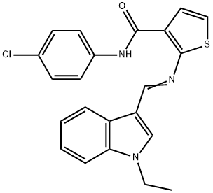 N-(4-chlorophenyl)-2-[(E)-(1-ethylindol-3-yl)methylideneamino]thiophene-3-carboxamide Struktur