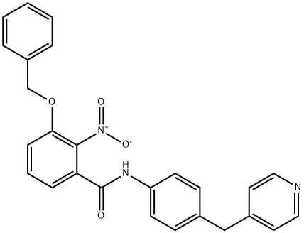 2-nitro-3-phenylmethoxy-N-[4-(pyridin-4-ylmethyl)phenyl]benzamide Struktur