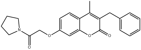 3-benzyl-4-methyl-7-(2-oxo-2-pyrrolidin-1-ylethoxy)chromen-2-one Struktur