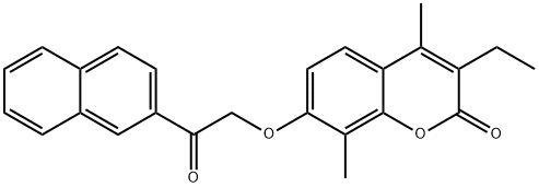 3-ethyl-4,8-dimethyl-7-(2-naphthalen-2-yl-2-oxoethoxy)chromen-2-one Struktur