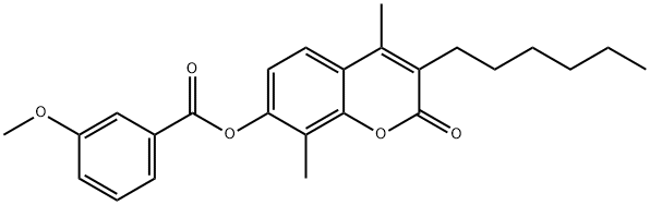 (3-hexyl-4,8-dimethyl-2-oxochromen-7-yl) 3-methoxybenzoate Struktur