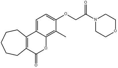 4-methyl-3-(2-morpholin-4-yl-2-oxoethoxy)-8,9,10,11-tetrahydro-7H-cyclohepta[c]chromen-6-one Struktur