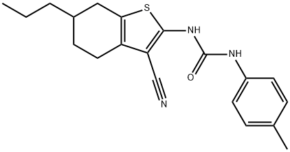 1-(3-cyano-6-propyl-4,5,6,7-tetrahydro-1-benzothiophen-2-yl)-3-(4-methylphenyl)urea Struktur