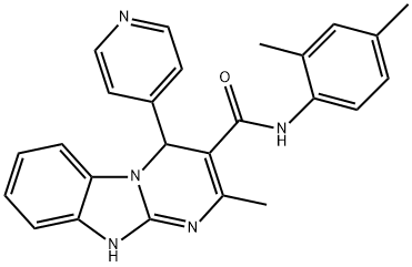 N-(2,4-dimethylphenyl)-2-methyl-4-pyridin-4-yl-1,4-dihydropyrimido[1,2-a]benzimidazole-3-carboxamide Struktur