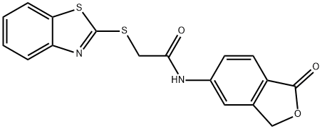 2-(1,3-benzothiazol-2-ylsulfanyl)-N-(1-oxo-3H-2-benzofuran-5-yl)acetamide Struktur