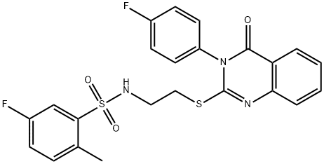 5-fluoro-N-[2-[3-(4-fluorophenyl)-4-oxoquinazolin-2-yl]sulfanylethyl]-2-methylbenzenesulfonamide Struktur