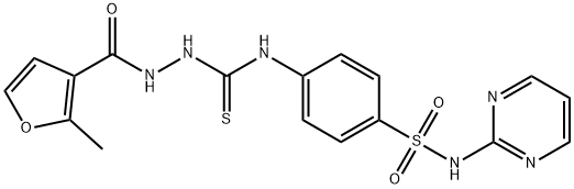 1-[(2-methylfuran-3-carbonyl)amino]-3-[4-(pyrimidin-2-ylsulfamoyl)phenyl]thiourea Struktur