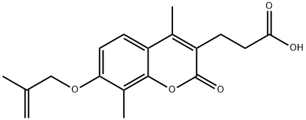 3-[4,8-dimethyl-7-(2-methylprop-2-enoxy)-2-oxochromen-3-yl]propanoic acid Struktur