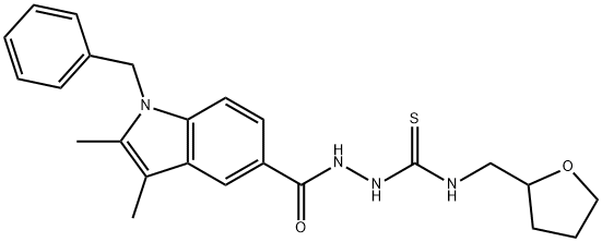 1-[(1-benzyl-2,3-dimethylindole-5-carbonyl)amino]-3-(oxolan-2-ylmethyl)thiourea Struktur