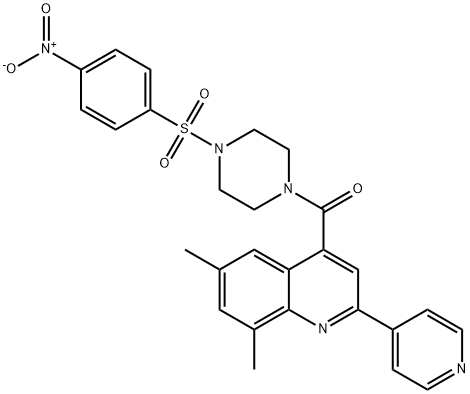 (6,8-dimethyl-2-pyridin-4-ylquinolin-4-yl)-[4-(4-nitrophenyl)sulfonylpiperazin-1-yl]methanone Struktur