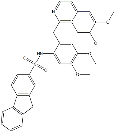 N-[2-[(6,7-dimethoxyisoquinolin-1-yl)methyl]-4,5-dimethoxyphenyl]-9H-fluorene-2-sulfonamide Struktur