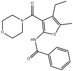 N-[4-ethyl-5-methyl-3-(morpholine-4-carbonyl)thiophen-2-yl]benzamide Struktur