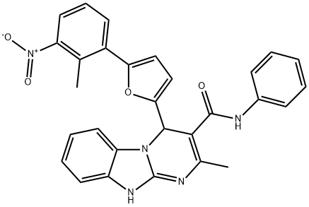 2-methyl-4-[5-(2-methyl-3-nitrophenyl)furan-2-yl]-N-phenyl-1,4-dihydropyrimido[1,2-a]benzimidazole-3-carboxamide Struktur