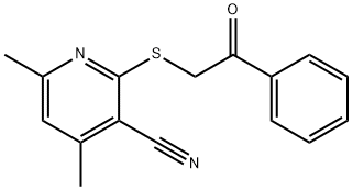 4,6-dimethyl-2-phenacylsulfanylpyridine-3-carbonitrile Struktur