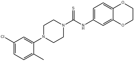 4-(5-chloro-2-methylphenyl)-N-(2,3-dihydro-1,4-benzodioxin-6-yl)piperazine-1-carbothioamide Struktur