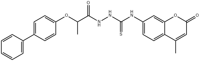 1-(4-methyl-2-oxochromen-7-yl)-3-[2-(4-phenylphenoxy)propanoylamino]thiourea Struktur