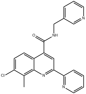 7-chloro-8-methyl-2-pyridin-2-yl-N-(pyridin-3-ylmethyl)quinoline-4-carboxamide Struktur