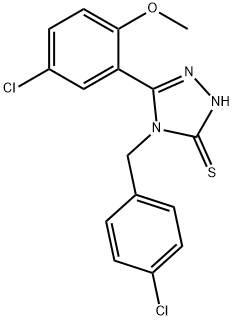 3-(5-chloro-2-methoxyphenyl)-4-[(4-chlorophenyl)methyl]-1H-1,2,4-triazole-5-thione Struktur