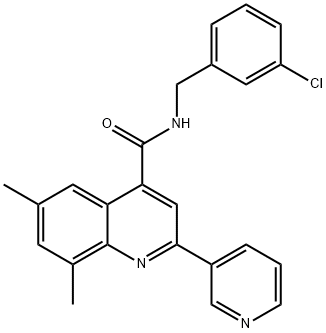 N-[(3-chlorophenyl)methyl]-6,8-dimethyl-2-pyridin-3-ylquinoline-4-carboxamide Struktur