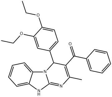 [4-(3,4-diethoxyphenyl)-2-methyl-1,4-dihydropyrimido[1,2-a]benzimidazol-3-yl]-phenylmethanone Struktur