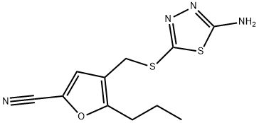 4-[(5-amino-1,3,4-thiadiazol-2-yl)sulfanylmethyl]-5-propylfuran-2-carbonitrile Struktur