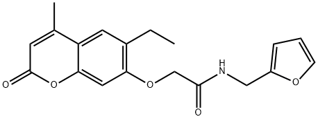 2-(6-ethyl-4-methyl-2-oxochromen-7-yl)oxy-N-(furan-2-ylmethyl)acetamide Struktur