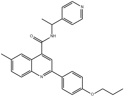 6-methyl-2-(4-propoxyphenyl)-N-(1-pyridin-4-ylethyl)quinoline-4-carboxamide Struktur