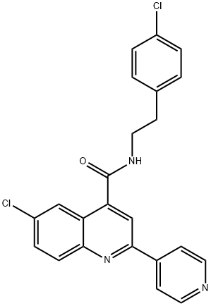 6-chloro-N-[2-(4-chlorophenyl)ethyl]-2-pyridin-4-ylquinoline-4-carboxamide Struktur