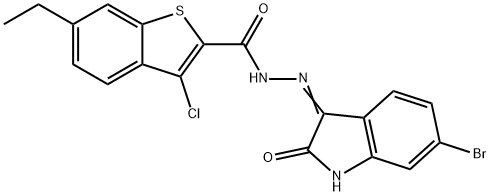 N'-(6-bromo-2-oxoindol-3-yl)-3-chloro-6-ethyl-1-benzothiophene-2-carbohydrazide Struktur